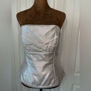 White House Black Market Metallic Strapless Top